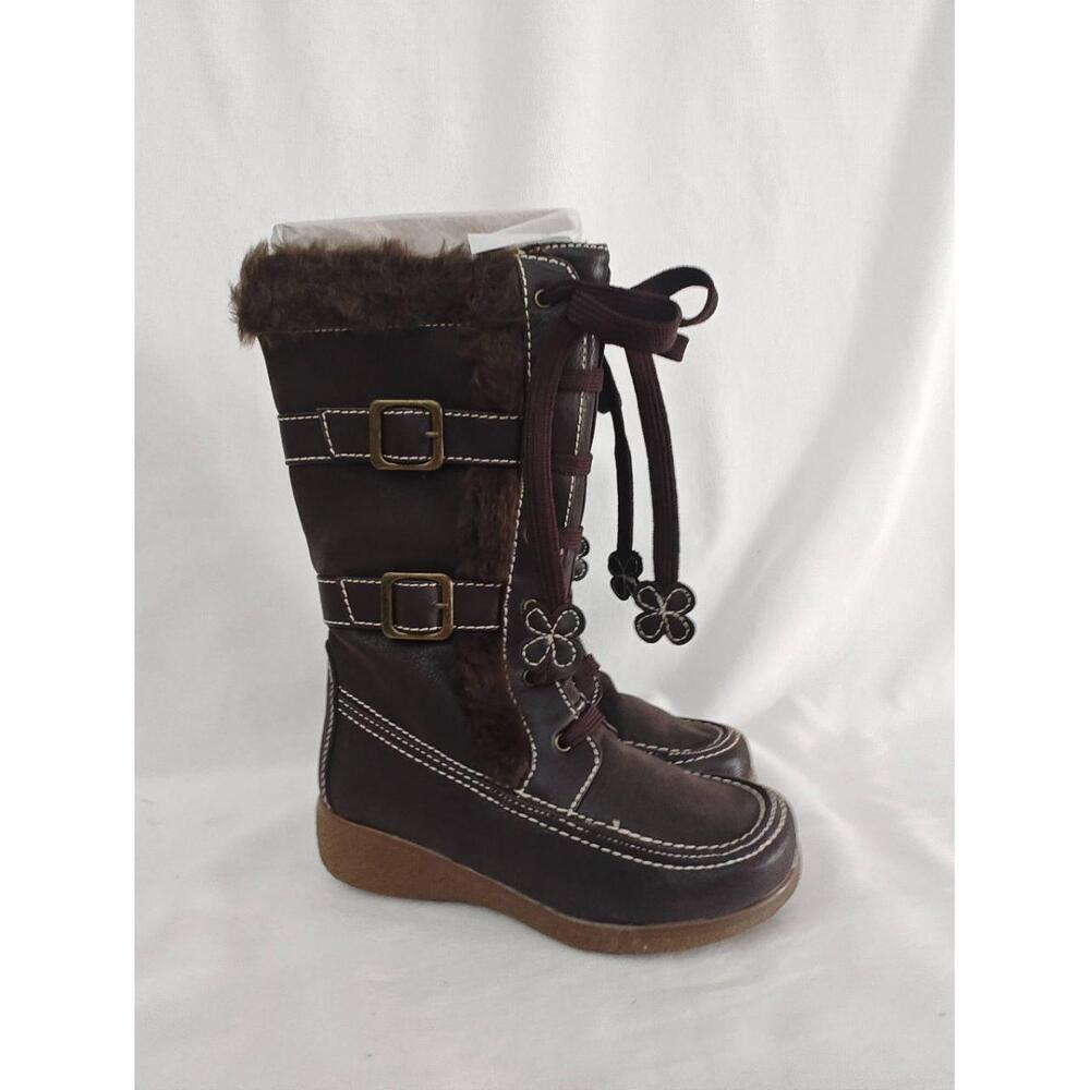 Rachel Shoes Winter Boots Fresno Brown Girls 13 New Lace‎ Up Faux Fur Warm